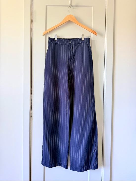 Sanctuary Pants - Sanctuary Navy Pinstriped Wide Leg Trousers